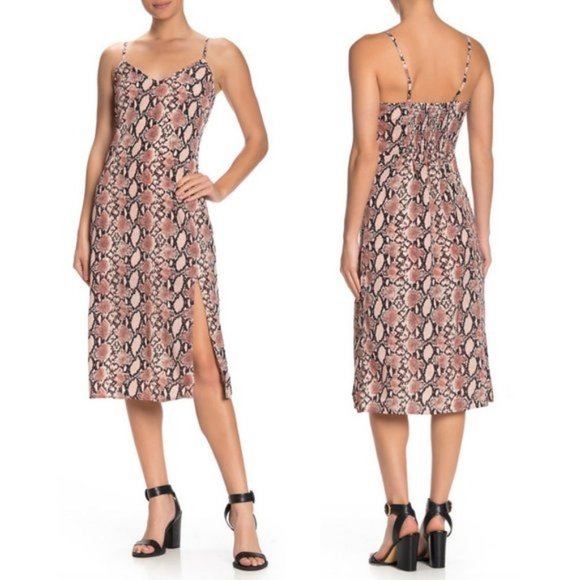 MELLODAY Dresses & Skirts - MELLODAY Pink Animal Print Midi Slip Dress